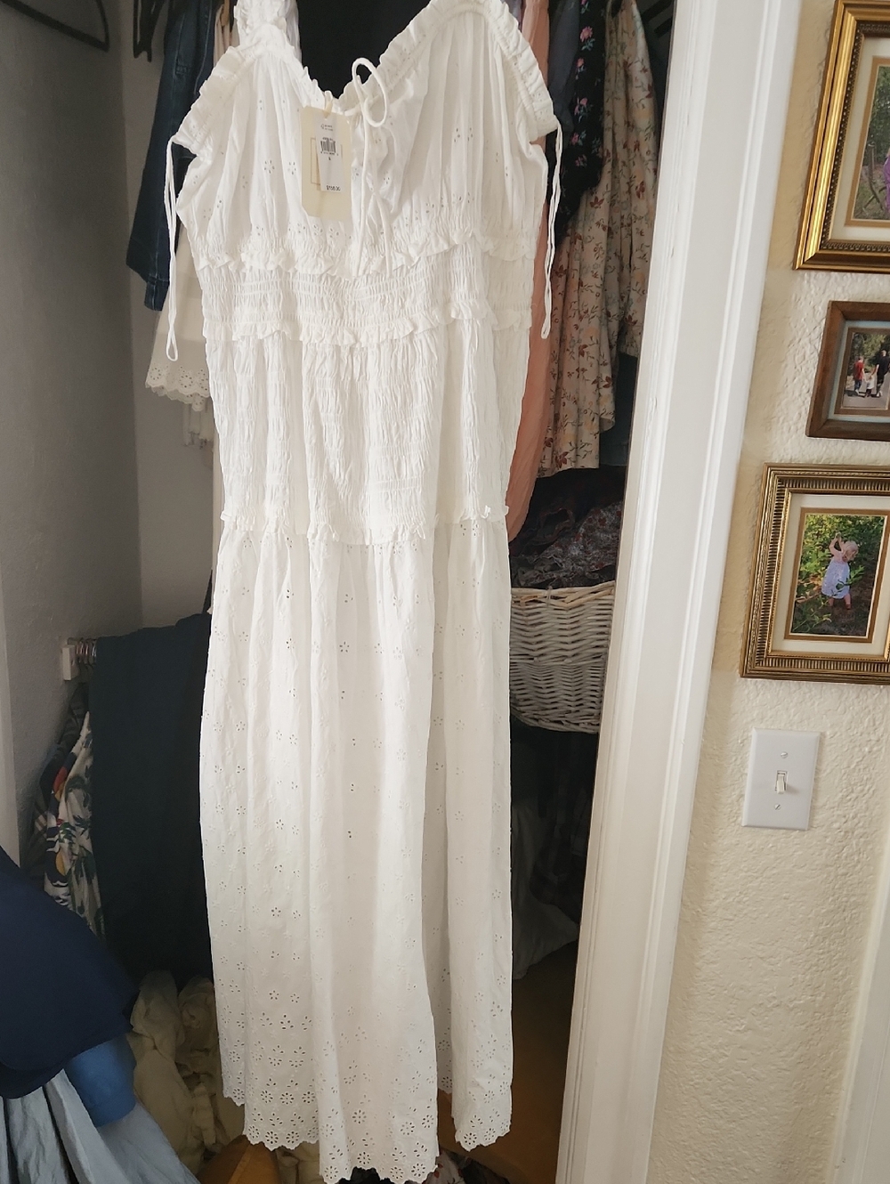 White Eyelet Maxi Dress - Lightweight Summer Style